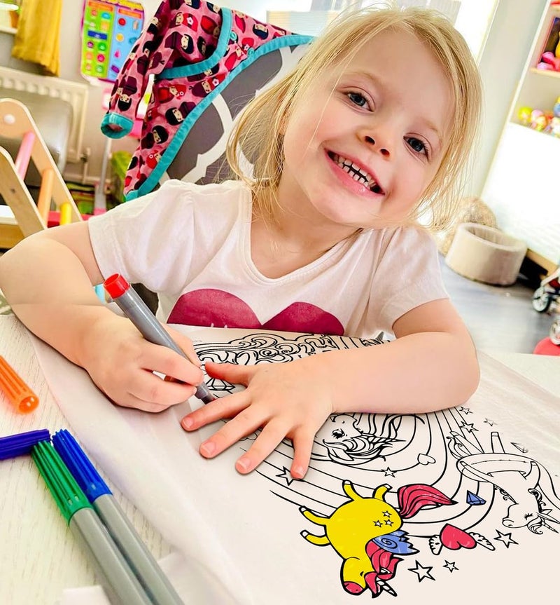 Splat Planet Colour-in Unicorn T-Shirt with 10 Non-Toxic Washable Magic Pens - Colour Your Own, Colour-in and Wash Out T-Shirt, Reusable Colouring Clothes for Kids, for Kids - Image 3